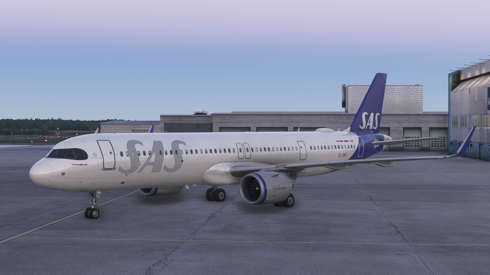 vSAS Airbus A321neo on the apron in SAS livery