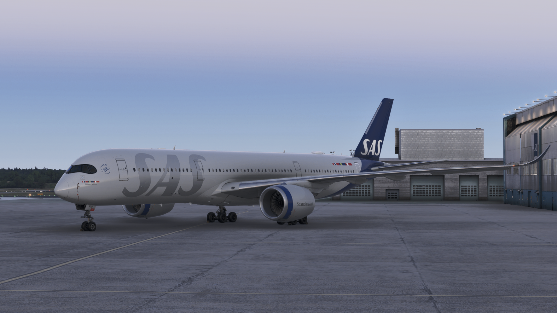 vSAS Airbus A350 on the apron in SAS livery