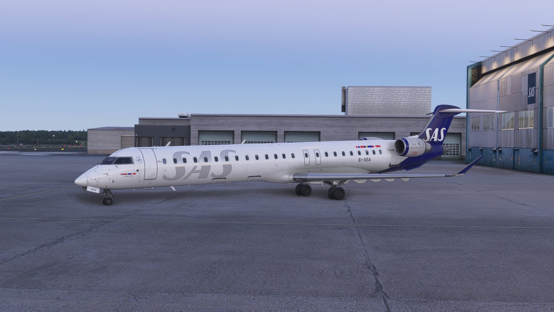 vSAS CRJ-900 regional jet in SAS livery on the apron