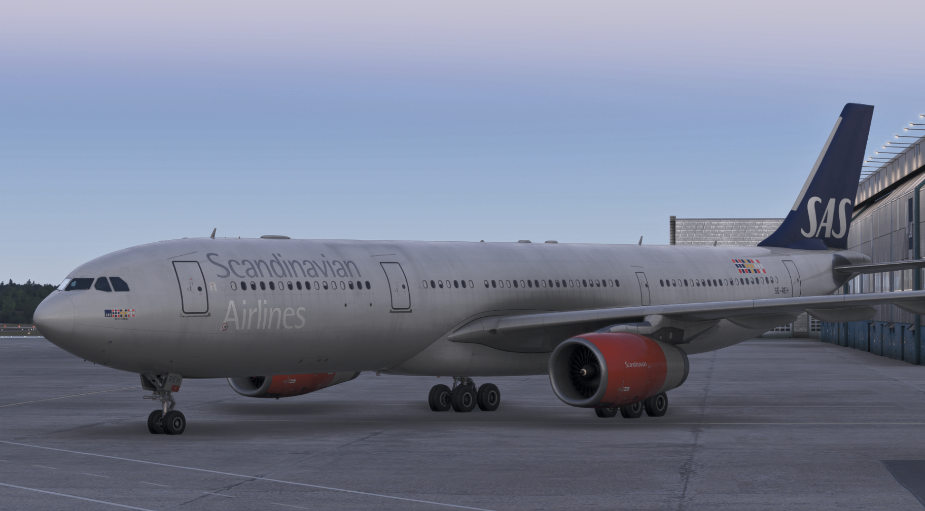 vSAS Airbus A330 on the apron in Scandinavian Airlines livery