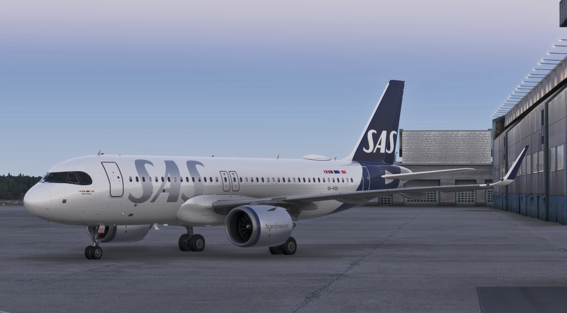 vSAS Airbus A320neo on the apron in SAS livery